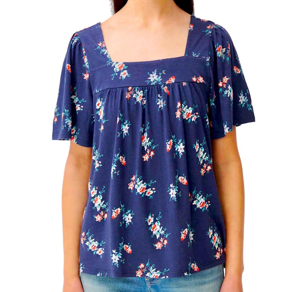 Lucky Brand Floral Blouse in Blue